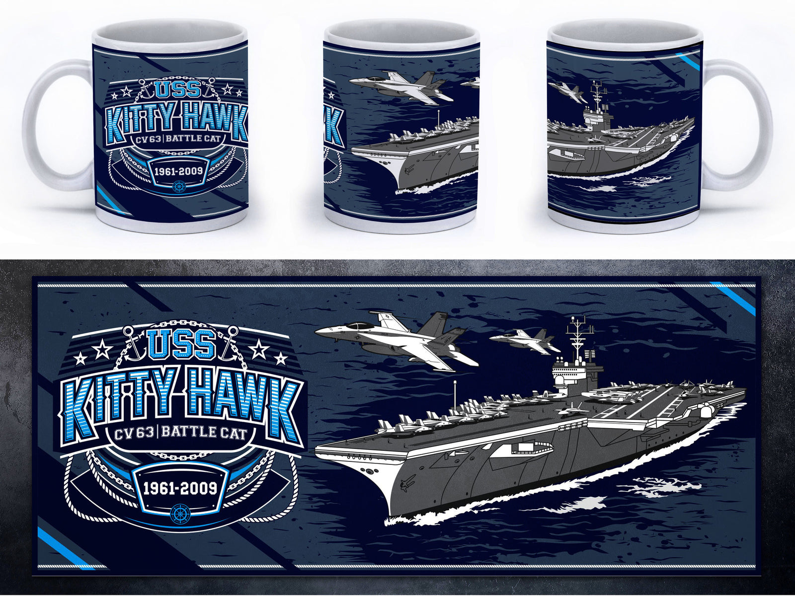 USS Kitty Hawk - CV 63 - Battle Cat Mug - Mil-Spec Customs