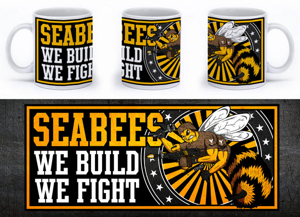 Seabees - We Build, We Fight Mug - Yellow - Mil-Spec Customs